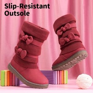 Dream Pairs Kids Boots with Bows - Red